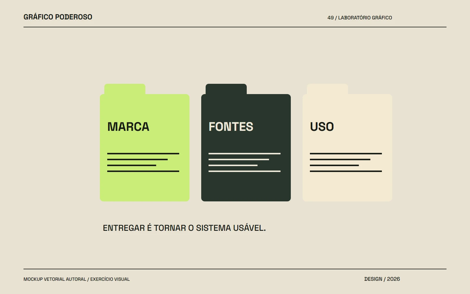 Mockup vetorial autoral: Hand-off de identidade: arquivos e regras para a equipe