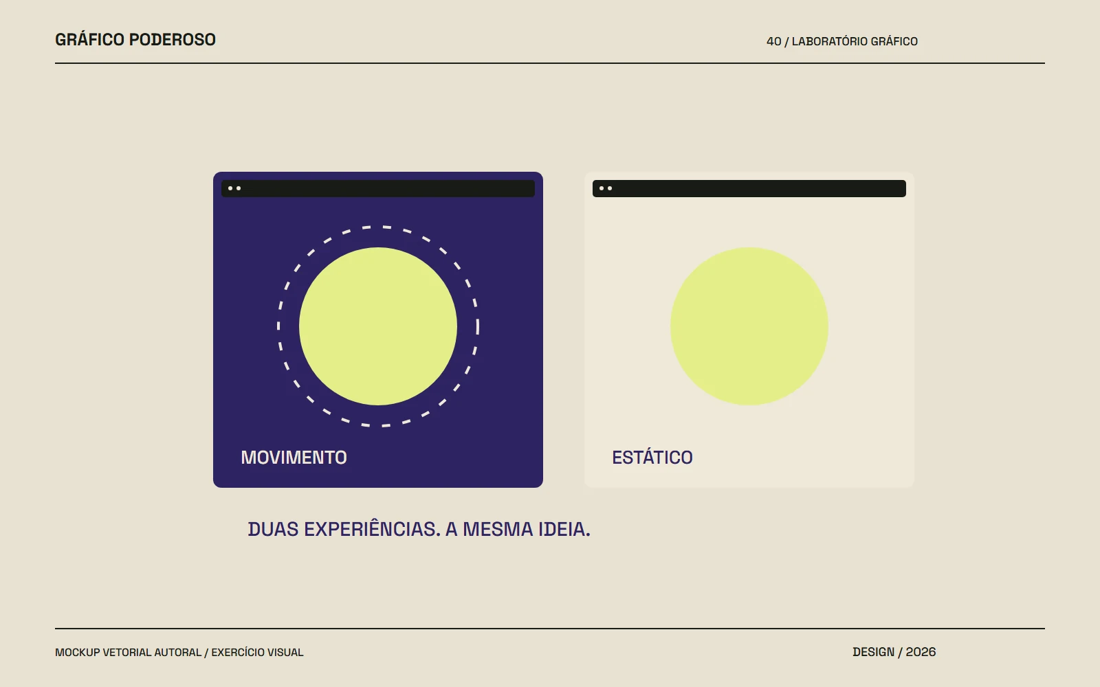 Mockup vetorial autoral: Motion acessível: impacto visual com alternativa estática