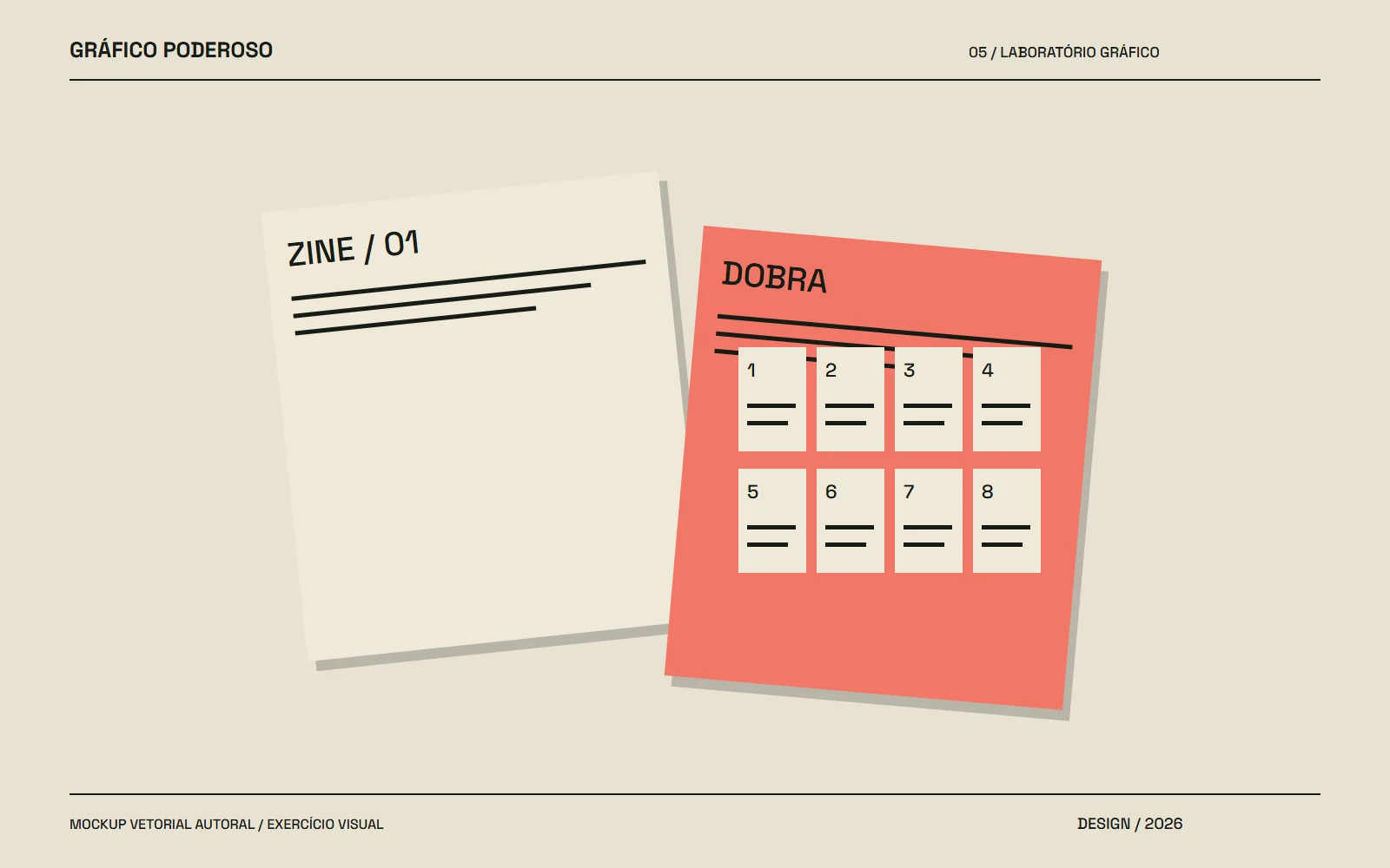 Mockup vetorial autoral: Zine de oito páginas: da ideia à dobra sem perder o fio